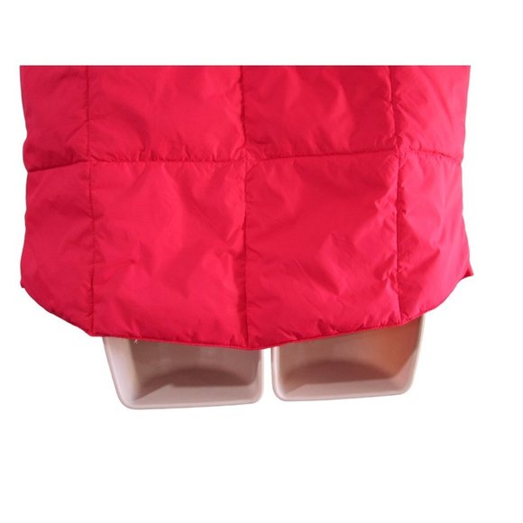 Lipstick Red Down Feather Quilted Puffer Vest Lands End Large Snap Up GUC - Picture 9 of 16